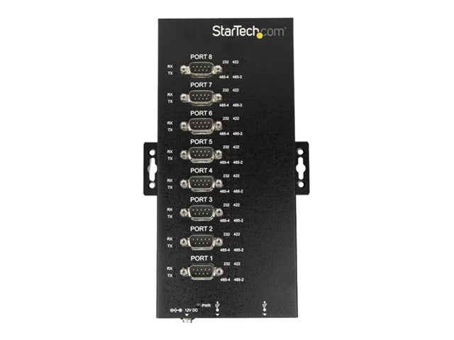 StarTech.com 8 Port Serial Hub USB to RS232/RS485/RS422 Adapter, Industrial USB 2.0 to DB9 Serial Converter Hub, IP30 Rated, Din Rail Mountable Metal Serial Hub, 15kV ESD Protection